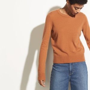 Vince Overlay Cashmere Crew Sweater in Light Copper